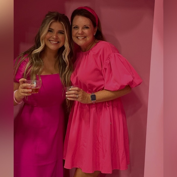 Entro pink cinched adjustable waist dress worn once! Double lined small - Picture 2 of 4